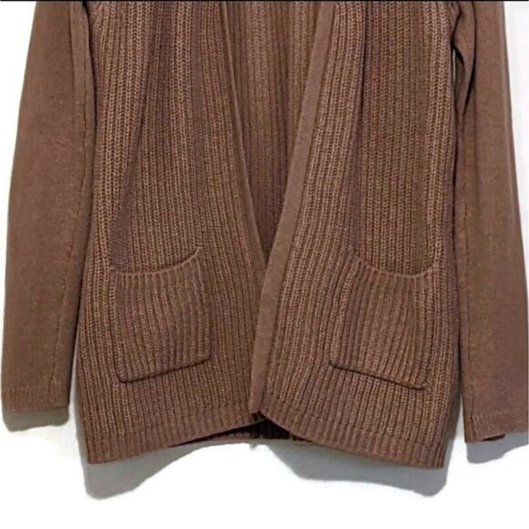 Max Studio Wool Ribbed Knit Camel Tan Cardigan Sweater Fall Winter Layering S - Picture 2 of 12